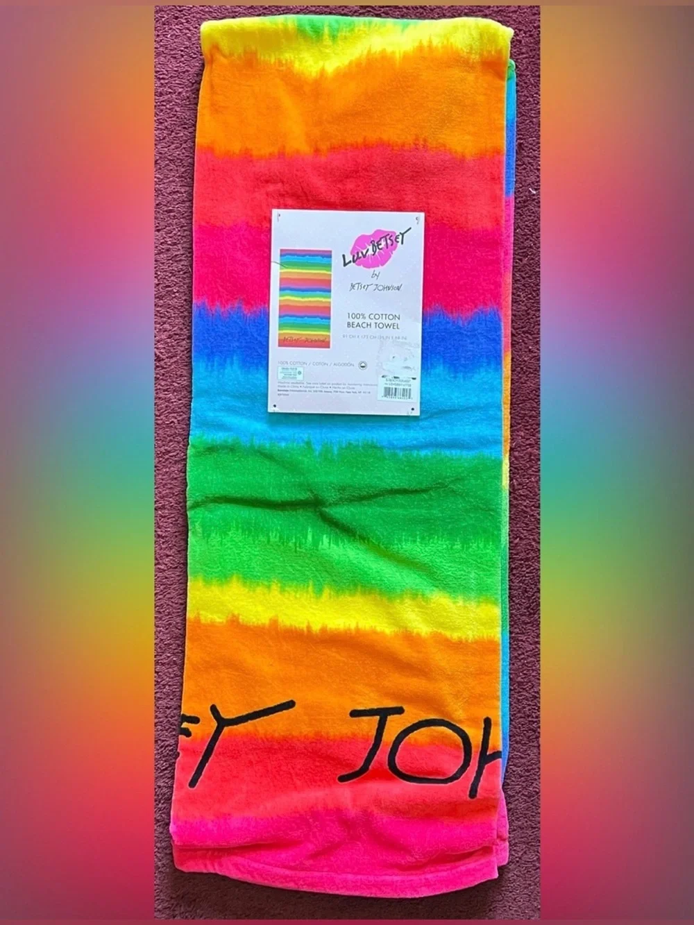 Betsey Johnson Bold Tie Dye Stripe Beach Towel